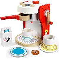 TONZE Cafe Juguete Madera Cafetera Tacitas de Cafe Juguetes Cocinas Infantiles Juegos del rol para Niñas Niños 3 4 5 6…